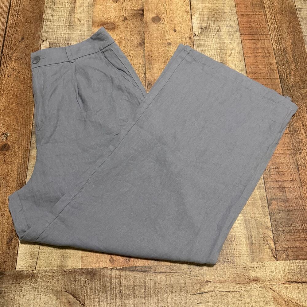 Rewash Women's Gray Linen Blend Wide Leg High Rise Pants Sz 11/30 Casual Beachy